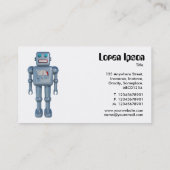 Retro Robot - Blauw (Alternatieve zijkanten) Visitekaartje (Achterkant)