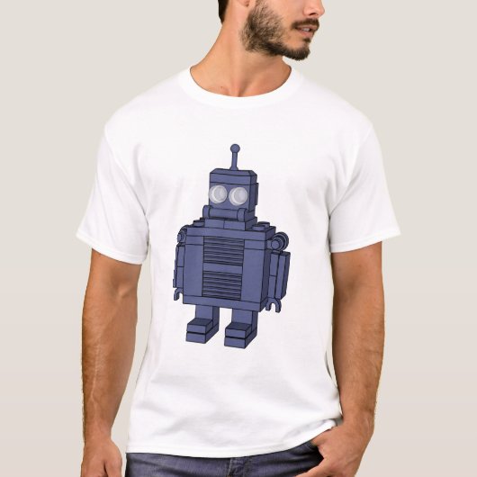 Retro Robot - blauw T-shirt (Voorkant)