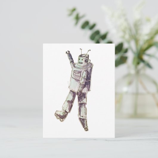 retro robot briefkaart (Staand voorkant)
