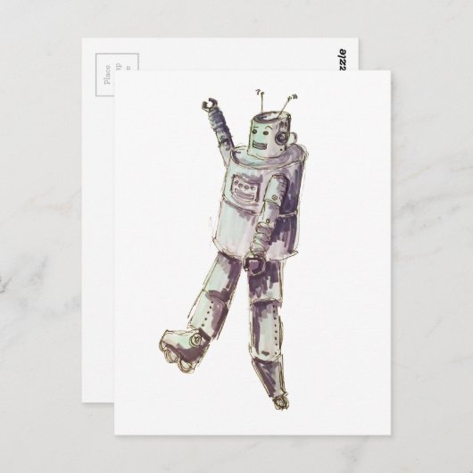 retro robot briefkaart (Voorkant / Achterkant)