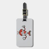 Retro Robot Cartoon Fun Red en Silver AI Bot Bagagelabel (Voorkant verticaal)