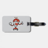 Retro Robot Cartoon Fun Red en Silver AI Bot Bagagelabel (Achterkant horizontaal)