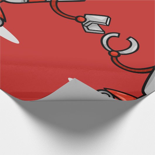 Retro Robot Cartoon Fun Red en Silver AI Bot Cadeaupapier