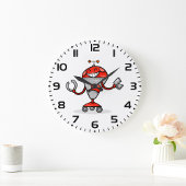 Retro Robot Cartoon Fun Red en Silver AI Bot Grote Klok