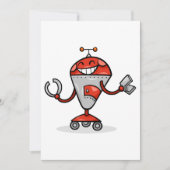 Retro Robot Cartoon Fun Red en Silver AI Bot Kaart (Voorkant)