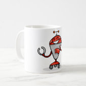 Retro Robot Cartoon Fun Red en Silver AI Bot Koffiemok (Voorkant links)