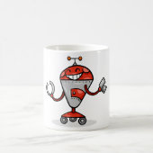Retro Robot Cartoon Fun Red en Silver AI Bot Koffiemok (Center)