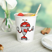 Retro Robot Cartoon Fun Red en Silver AI Bot Papieren Bekers