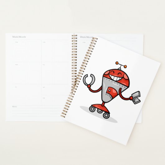 Retro Robot Cartoon Fun Red en Silver AI Bot Planner (Display)