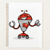 Retro Robot Cartoon Fun Red en Silver AI Bot Planner (Voorkant)