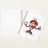 Retro Robot Cartoon Fun Red en Silver AI Bot Planner