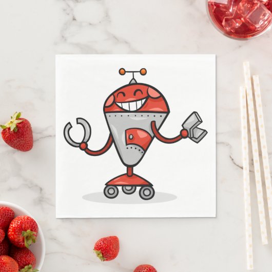 Retro Robot Cartoon Fun Red en Silver AI Bot Servet (Insitu)