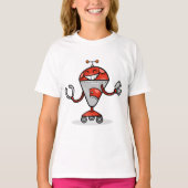 Retro Robot Cartoon Fun Red en Silver AI Bot T-shirt (Voorkant)