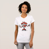 Retro Robot Cartoon Fun Red en Silver AI Bot T-shirt (Voorkant volledig)