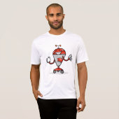 Retro Robot Cartoon Fun Red en Silver AI Bot T-shirt (Voorkant volledig)
