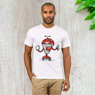 Retro Robot Cartoon Fun Red en Silver AI Bot T-shirt