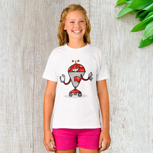 Retro Robot Cartoon Fun Red en Silver AI Bot T-shirt