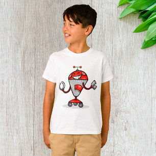 Retro Robot Cartoon Fun Red en Silver AI Bot T-shirt