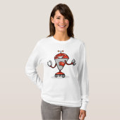 Retro Robot Cartoon Fun Red en Silver AI Bot T-shirt (Voorkant volledig)