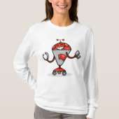 Retro Robot Cartoon Fun Red en Silver AI Bot T-shirt (Voorkant)