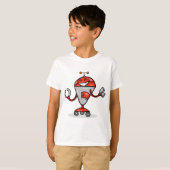 Retro Robot Cartoon Fun Red en Silver AI Bot T-shirt (Voorkant volledig)