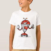 Retro Robot Cartoon Fun Red en Silver AI Bot T-shirt (Voorkant)