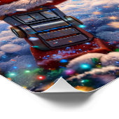 Retro robot Christmas snowball fight greeting Perfect Poster (Hoek)