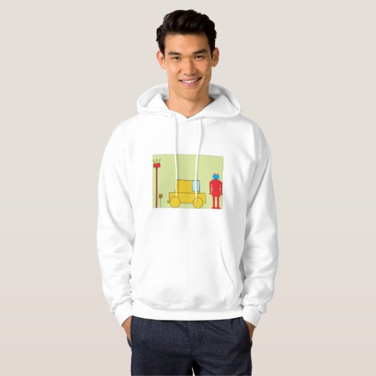 Retro robot en auto hoodie (Voorkant volledig)