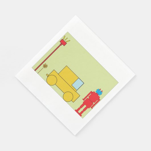 Retro robot en auto servet (Hoek)