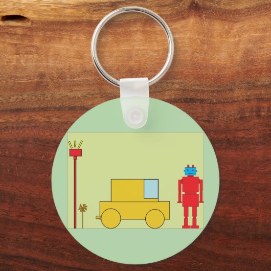 Retro robot en auto sleutelhanger (Voorkant)