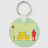 Retro robot en auto sleutelhanger (Achterkant)