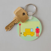 Retro robot en auto sleutelhanger