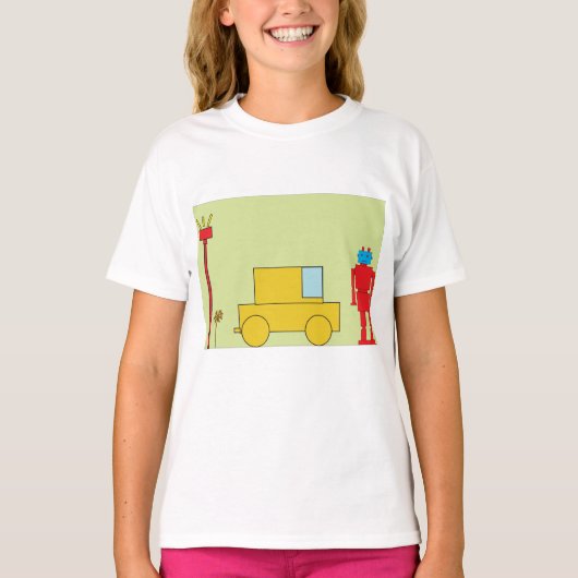 Retro robot en auto t-shirt (Voorkant)