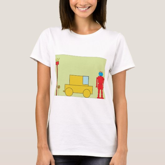 Retro robot en auto t-shirt (Voorkant)