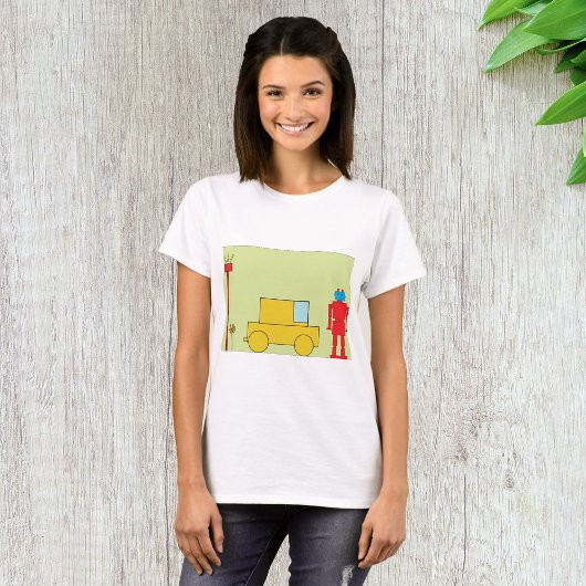 Retro robot en auto t-shirt