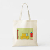 Retro robot en auto tote bag (Achterkant)