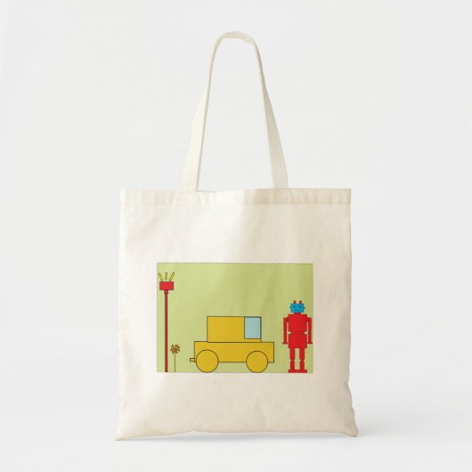 Retro robot en auto tote bag (Voorkant)