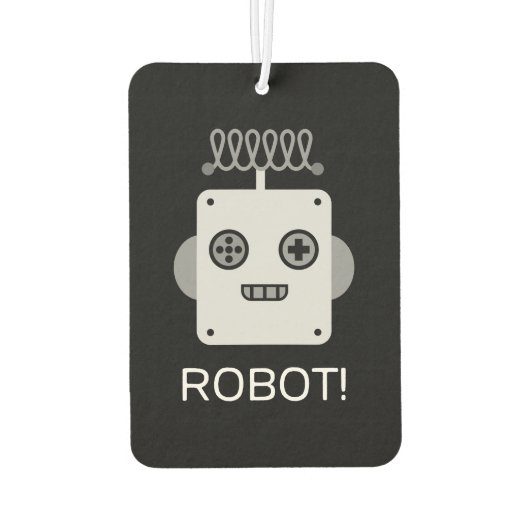 Retro Robot Gezicht met Speelse Antenne Luchtverfrisser (Achterkant)