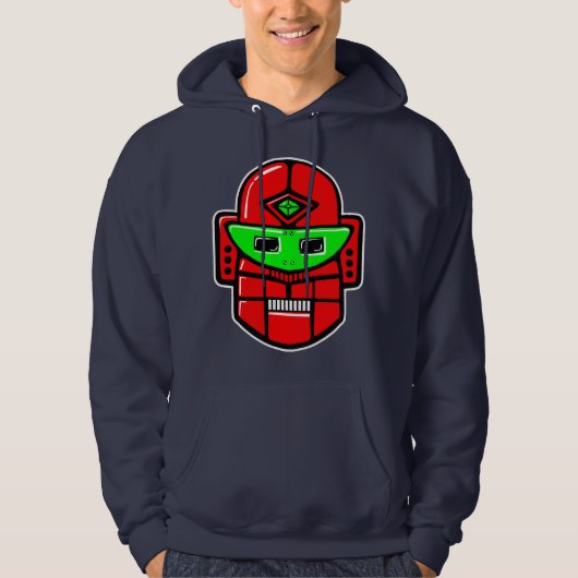 Retro Robot Head - Gepersonaliseerd Hoodie (Voorkant)
