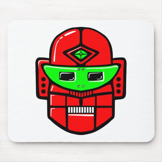 Retro Robot Head Muismat (Voorkant)