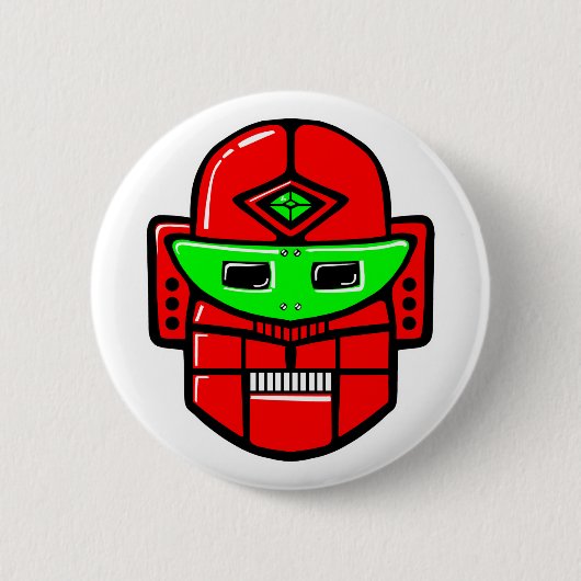 Retro Robot Head Ronde Button 5,7 Cm (Voorkant)