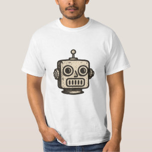 Retro Robot Head Vintage Technology Distressed T-S T-shirt