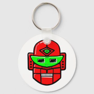 Retro Robot Hoofd Sleutelhanger