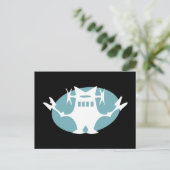 Retro Robot in blauw Briefkaart (Staand voorkant)