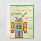 Retro Robot - kinderen verjaardagsuitnodiging -3 Kaart (Voorkant)