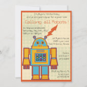 Retro Robot - kinderen verjaardagsuitnodiging -4 Kaart (Voorkant)