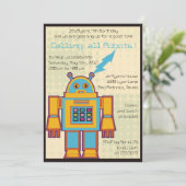 Retro Robot - kinderen verjaardagsuitnodiging -6 Kaart (Staand voorkant)