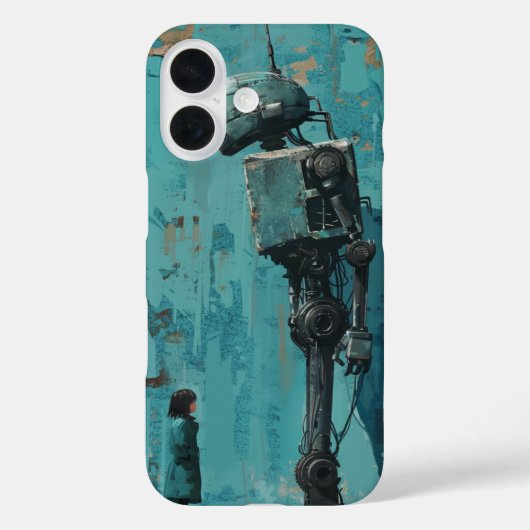 Retro robot met meisje Case-Mate iPhone case (Achterkant)