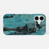 Retro robot met meisje iPhone 16 hoesje (Achterkant horizontaal)