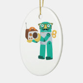 Retro Robot met radio Keramisch Ornament (Links)
